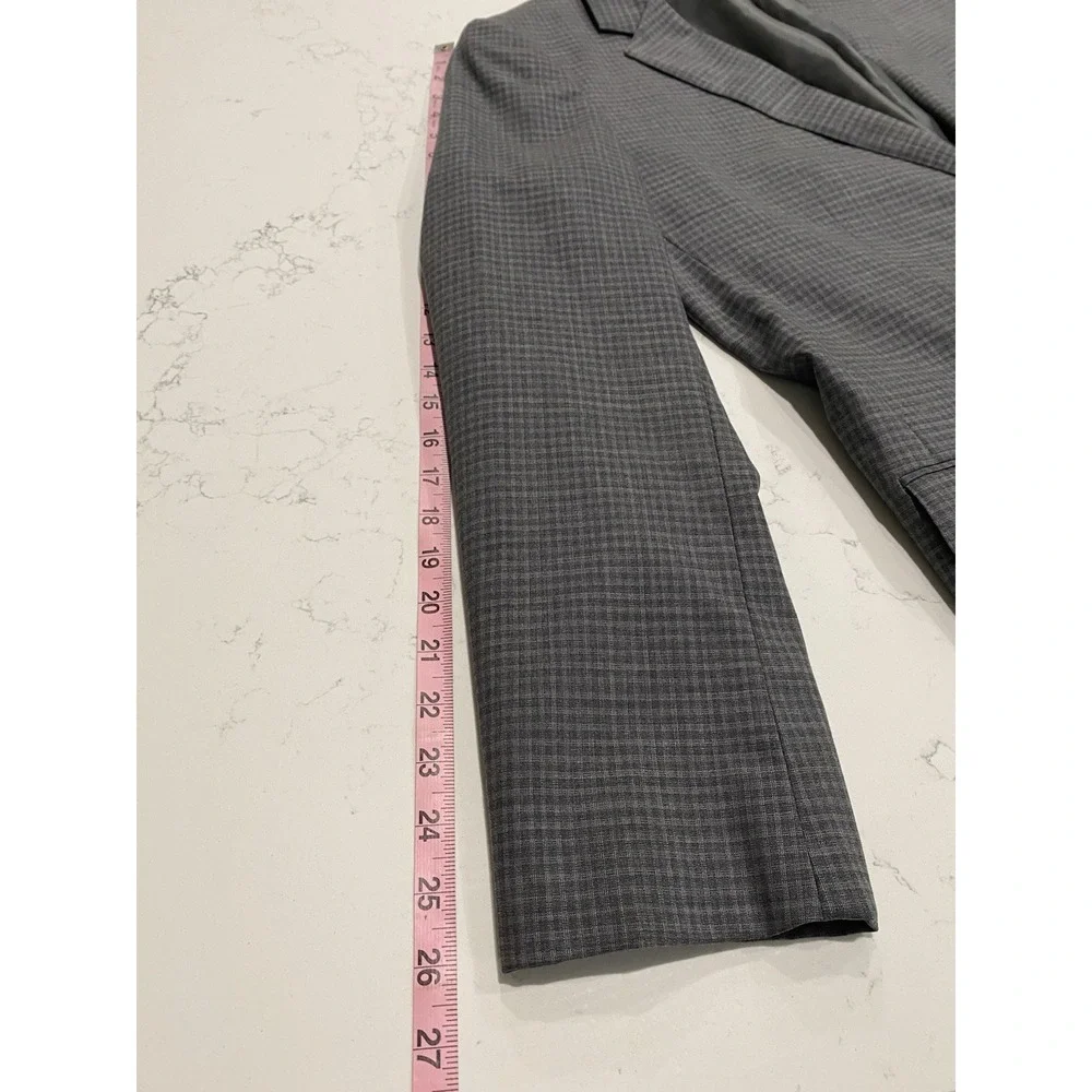 Bonobos Blazer Mens 44L Slim Fit Gray Check 100% Wool Lightweight Sport Coat
